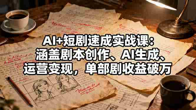 （16359期）AI+短剧速成实战课：涵盖剧本创作、AI生成、运营变现，单部剧收益破万-有道网创