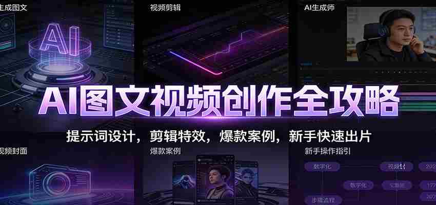 AI图文视频创作全攻略：提示词设计，剪辑特效，爆款案例，新手快速出片-有道网创