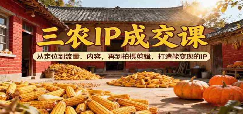 三农IP成交课：从定位到流量、内容，再到拍摄剪辑，打造能变现的IP-有道网创