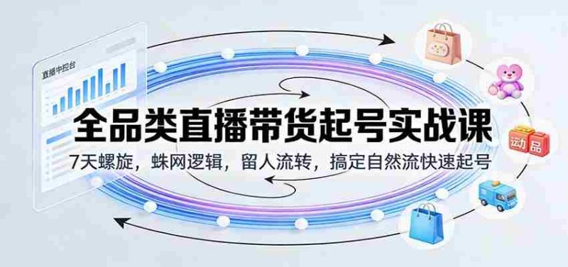 全品类直播带货起号实战课:7天螺旋,蛛网逻辑,留人流转,搞定自然流快速起号-有道网创
