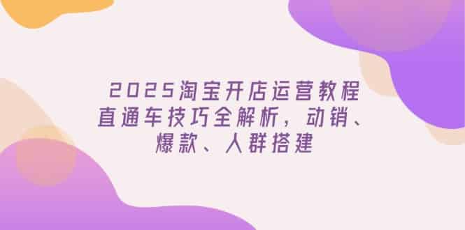 （14389期）2025淘宝开店运营教程更新，直通车技巧全解析，动销、爆款、人群搭建-有道网创