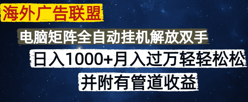 （14540期）海外广告联盟每天几分钟日入1000+无脑操作，可矩阵并附有管道收益-有道网创