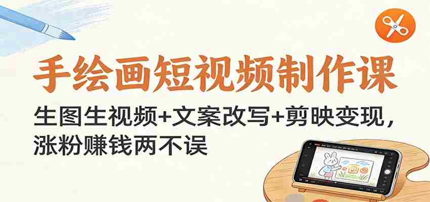 手绘画短视频制作课：生图生视频+文案改写+剪映变现，涨粉赚钱两不误-有道网创