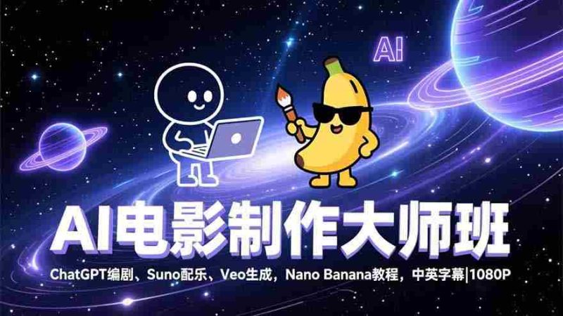 （17011期）AI电影制作大师班：ChatGPT编剧、Suno配乐、Veo生成，Nano Banana教程，中英字幕|1080P-有道网创