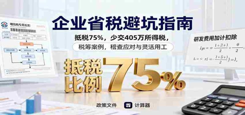 企业省税避坑指南：抵税75%，少交405万所得税，税筹案例，稽查应对与灵活用工-有道网创