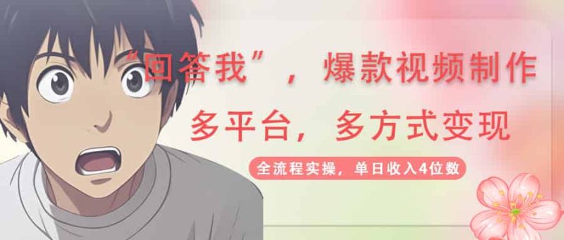 （14116期）回答我爆款视频,自带流量，AI拉新，分成计划等多方式、多平台变现，单…-有道网创