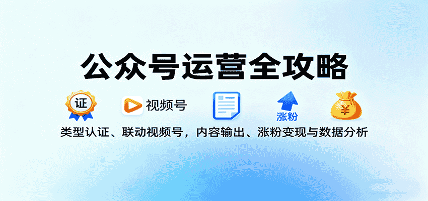 公众号运营全攻略：类型认证、联动视频号，内容输出、涨粉变现与数据分析-有道网创
