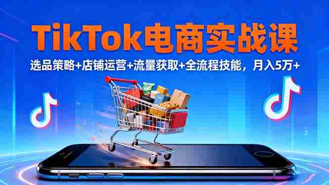 （16422期）TikTok电商实战课10月，选品策略+店铺运营+流量获取+全流程技能，月入5万+-有道网创