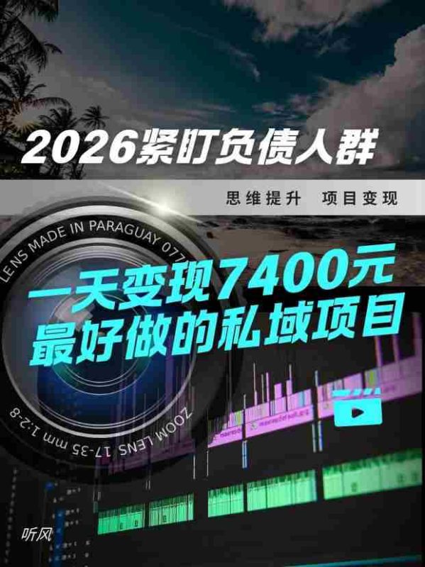2026，紧盯负债人群！最好做的私域项目，变现猛，不挑人，小白也可轻松上手-有道网创