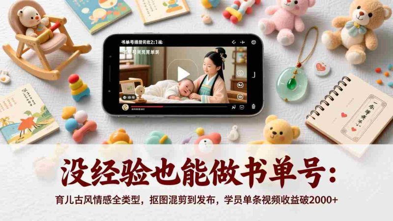 (17389期)没经验也能做书单号:育儿古风情感全类型,抠图混剪到发布,学员单条视频收益破2000+-有道网创