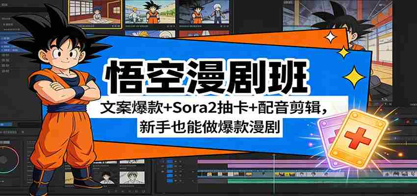 悟空漫剧班：文案爆款+Sora2抽卡+配音剪辑，新手也能做爆款漫剧-有道网创