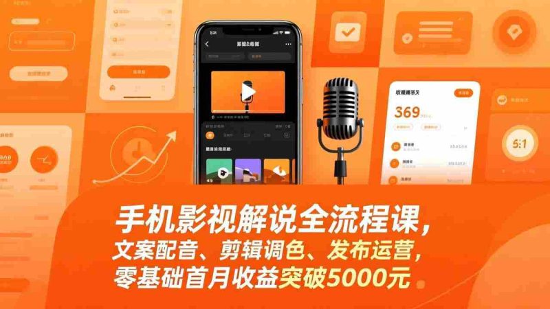 （17391期）手机影视解说全流程课，文案配音、剪辑调色、发布运营，零基础首月收益突破5000元-有道网创