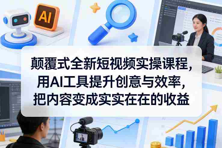 颠覆式全新短视频实操课程,用AI工具提升创意与效率,把内容变成实实在在的收益