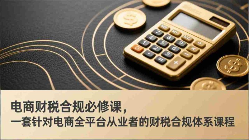 （17359期）电商财税合规必修课，是一套针对电商全平台从业者的财税合规体系课程-有道网创