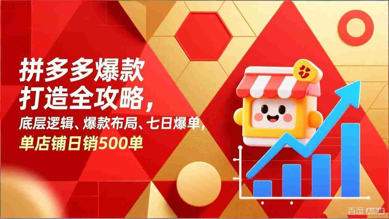 （17346期）拼多多爆款打造全攻略，底层逻辑、爆款布局、七日爆单，单店铺日销500单-有道网创