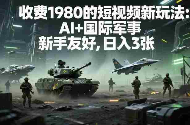 外面收费1980的短视频新玩法：AI+国际军事，新手友好，日入3张+【附详细教程】-有道网创
