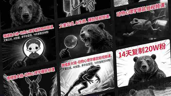 （17376期）情绪放大镜-动物心理学爆款短视频课，文案公式、AI生图、多平台变现，14天复制20W粉-有道网创