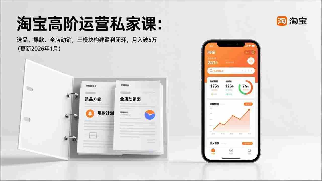 （17280期）淘宝高阶运营私家课：选品、爆款、全店动销，三模块构建盈利闭环，月入破5万（更新26年1月）-有道网创