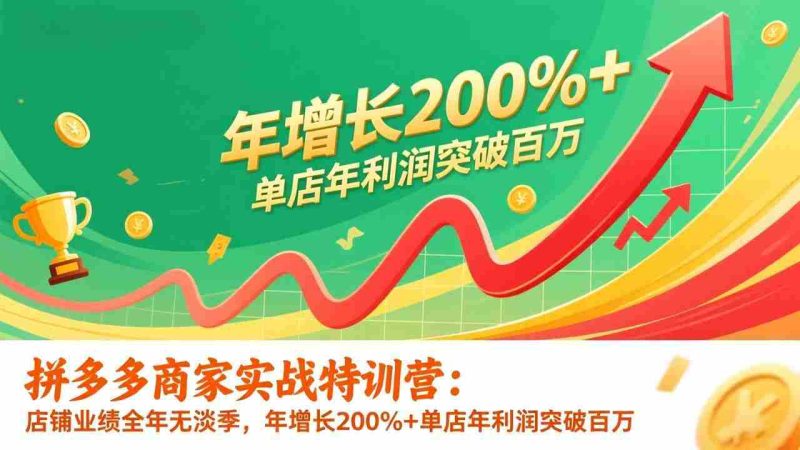 （17284期）拼多多商家实战特训营：店铺业绩全年无淡季，年增长200%+单店年利润突破百万(26年更新)-有道网创