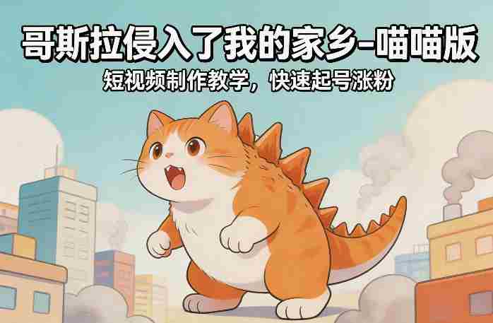 哥斯拉侵入了我的家乡–喵喵版短视频制作教学，快速起号涨粉-有道网创