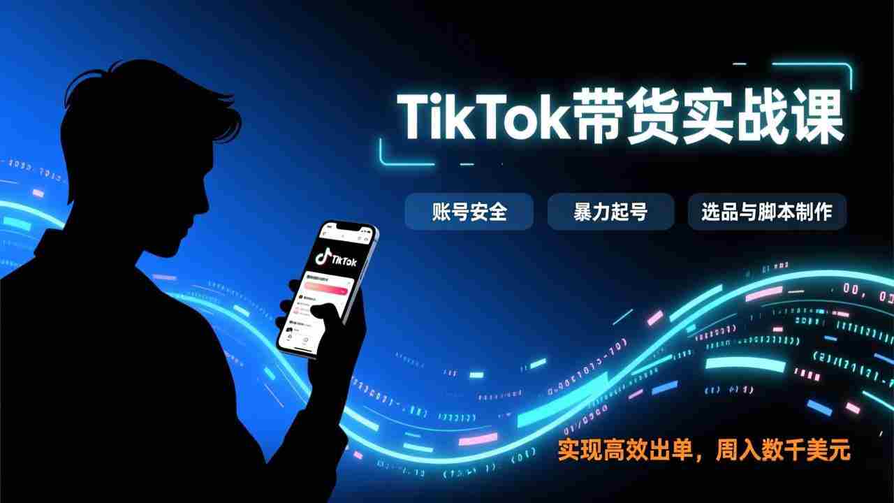 （17278期）TikTok带货实战课，涵盖账号安全、暴力起号、选品与脚本制作，实现高效出单，周入数千美元-有道网创