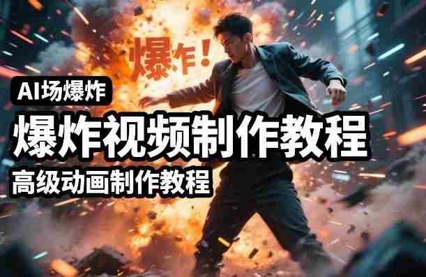 AI场景爆炸视频制作教程，利用人物实拍视频制作出高级的动画特效-有道网创