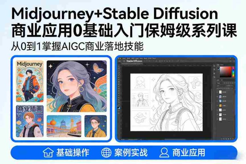 AIGC商业应用Midjourney+Stable Diffusion教程,0基础入门保姆级系列课-有道网创