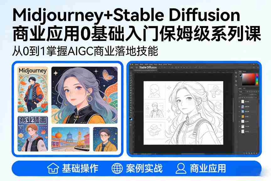 AIGC商业应用Midjourney+Stable Diffusion教程，0基础入门保姆级系列课-有道网创