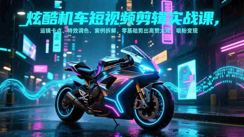 （17304期）炫酷机车短视频剪辑实战课，运镜卡点、特效调色、案例拆解，零基础剪出高赞大片，吸粉变现-有道网创