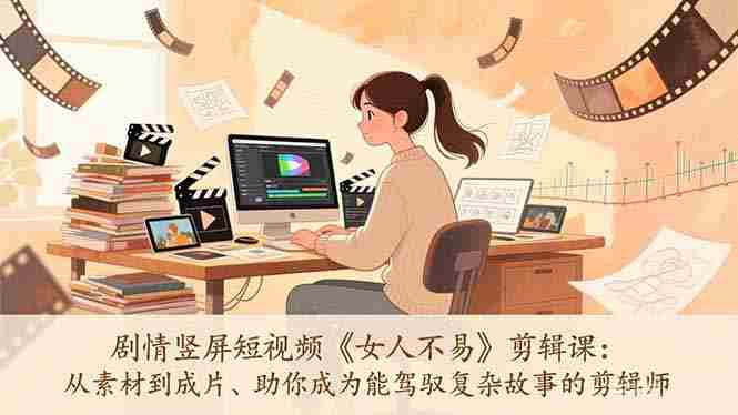 （17305期）剧情竖屏短视频《女人不易》剪辑课：从素材到成片、助你成为能驾驭复杂故事的剪辑师-有道网创