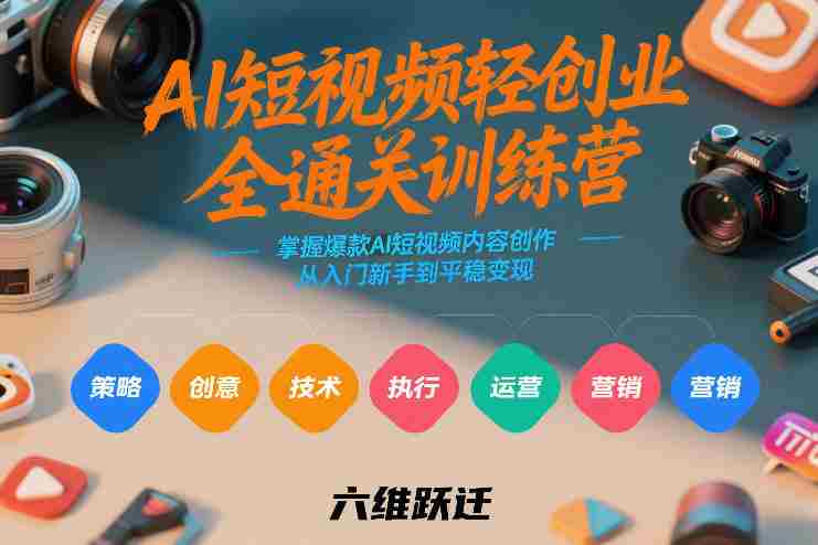 AI短视频轻创业全通关训练营，掌握爆款AI短视频内容创作，从入门新手到平稳变现的六维跃迁-有道网创