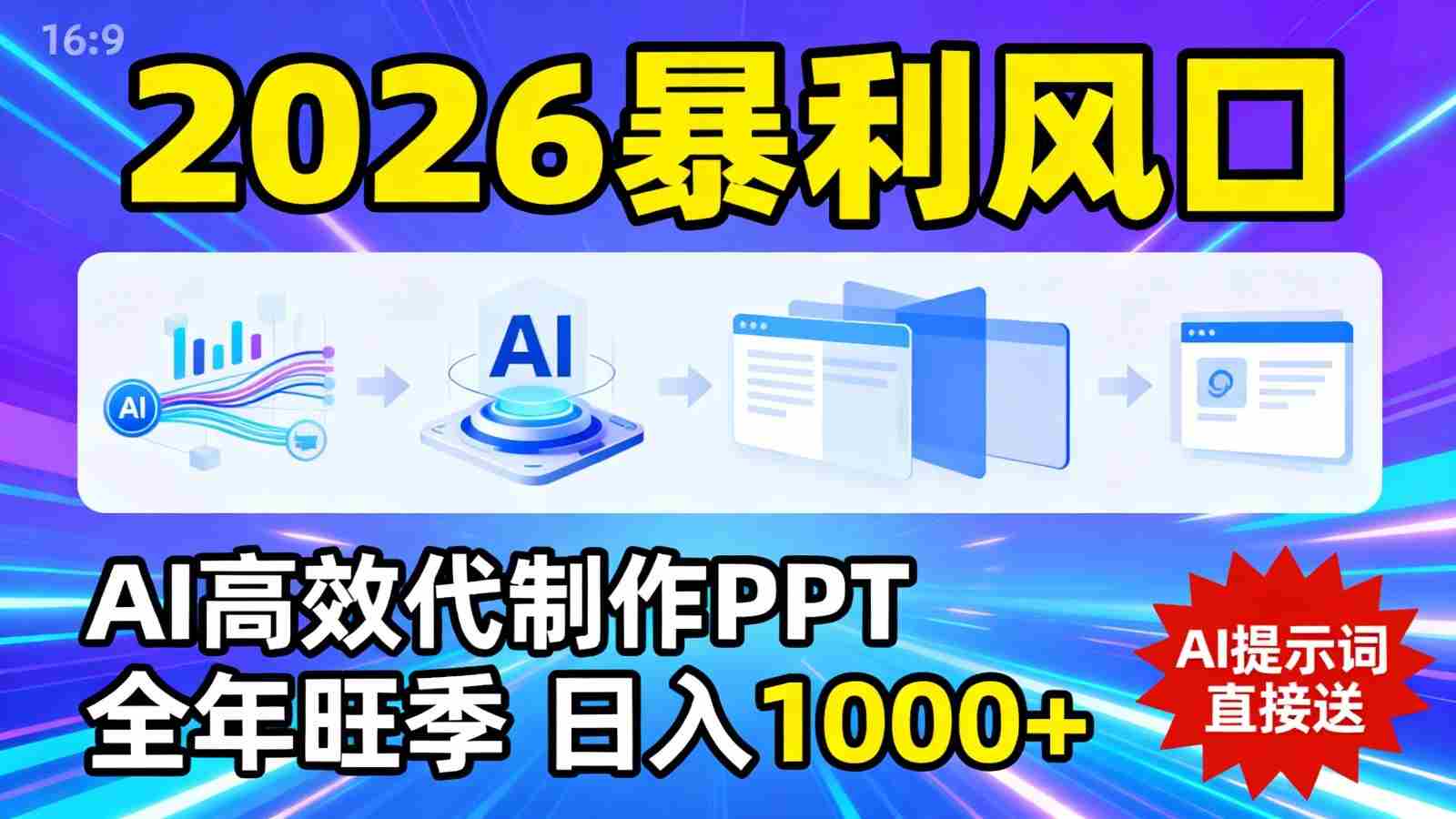 2026暴利！用AI高效代制作 PPT，全年旺季，日入 1000+，提示词直接送！-有道网创