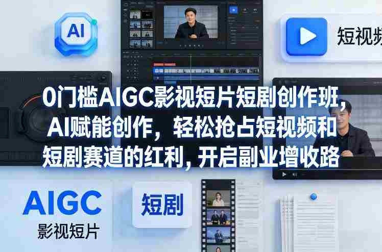 0门槛AIGC影视短片短剧创作班，AI赋能创作，轻松抢占短视频和短剧赛道的红利，开启副业增收路-有道网创