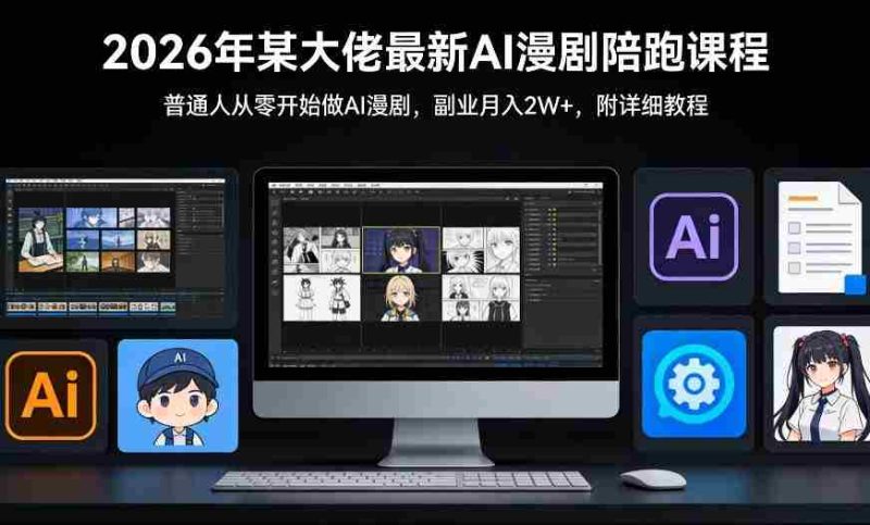 26年某大佬最新Ai漫剧陪跑课程，普通人从零开始做AI漫剧，副业月入2W+-有道网创