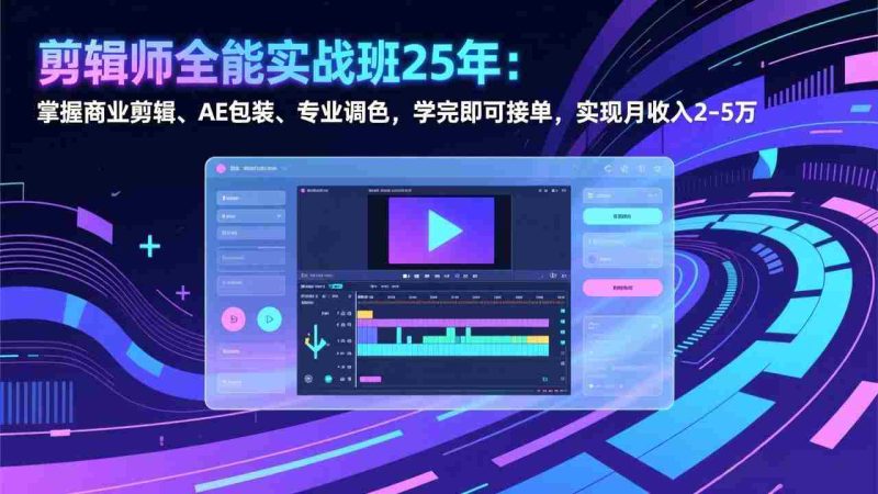 (17294期)剪辑师全能实战班25年:掌握商业剪辑、AE包装、专业调色,学完即可接单,实现月收入2-5万-有道网创