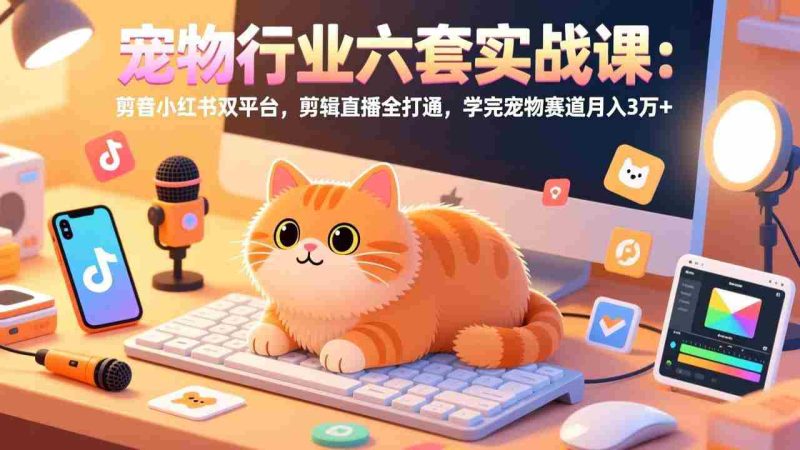 （17410期）宠物行业六套实战课：抖音小红书双平台，剪辑直播全打通，学完宠物赛道月入3万+-有道网创