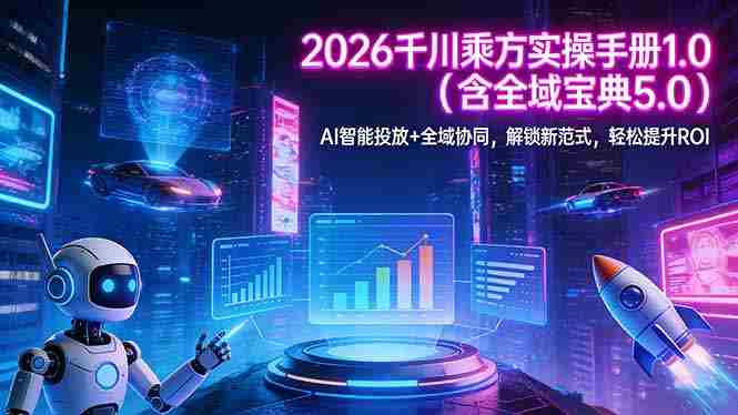 (17625期)2026 千川乘方实操手册 1.0(含全域宝典 5.0)AI 智能投放+全域协同,解锁新范式,轻松提升ROI-有道网创