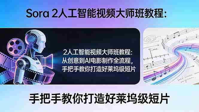 (17688期)Sora 2人工智能视频大师班教程:从创意到AI电影制作全流程,手把手教你打造好莱坞级短片-有道网创