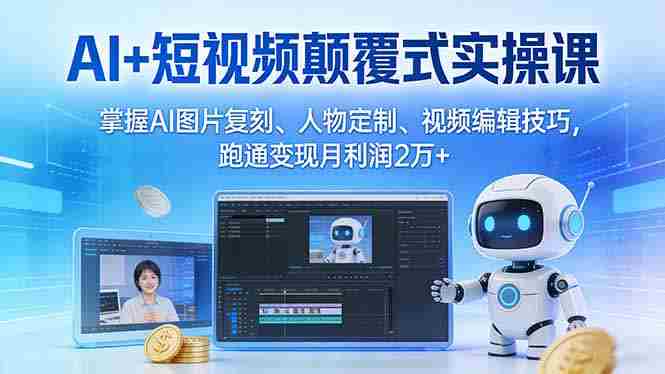 （17454期）AI+短视频颠覆式实操课：掌握AI图片复刻、人物定制、视频编辑技巧，跑通变现月利润2万+-有道网创