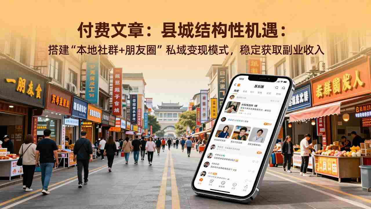 （17518期）付费文章：县城结构性机遇：搭建“本地社群+朋友圈”私域变现模式，稳定获取副业收入-有道网创