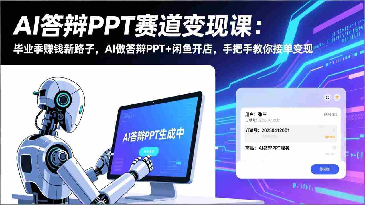 （17546期）AI答辩PPT赛道变现课：毕业季赚钱新路子，AI做答辩PPT+闲鱼开店，手把手教你接单变现-有道网创