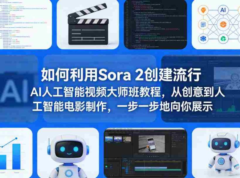 如何利用Sora 2创建流行AI人工智能视频大师班教程，从创意到人工智能电影制作，一步一步地向你展示-有道网创