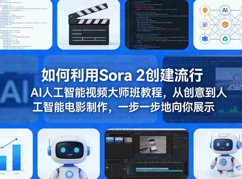 如何利用Sora 2创建流行AI人工智能视频大师班教程，从创意到人工智能电影制作，一步一步地向你展示-有道网创