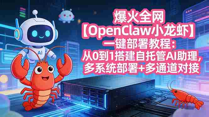 (17612期)爆火全网【OpenClaw 小龙虾】一键部署教程:从0到1搭建自托管AI助理,多系统部署+多通道对接-有道网创