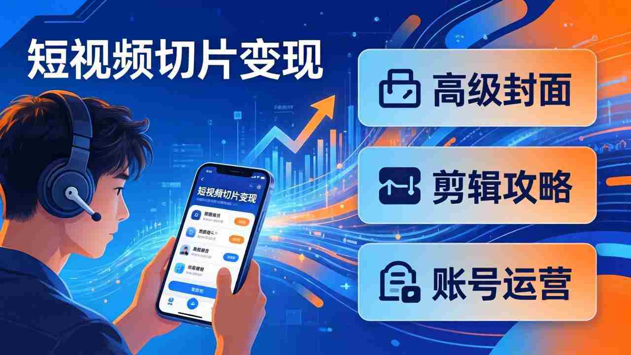 （17758期）短视频切片变现速成班2.0：高级封面+剪辑攻略+账号运营，0基础小白快速入局副业-有道网创