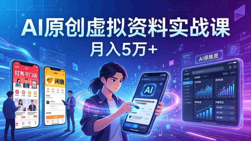 （17657期）AI原创虚拟资料实战课：2026新机会，小红书闲鱼开店，普通人用AI轻松变现，月入5万+-有道网创