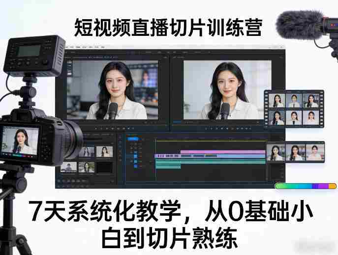 短视频直播切片训练营，7天系统化教学，从0基础小白到切片熟练-有道网创