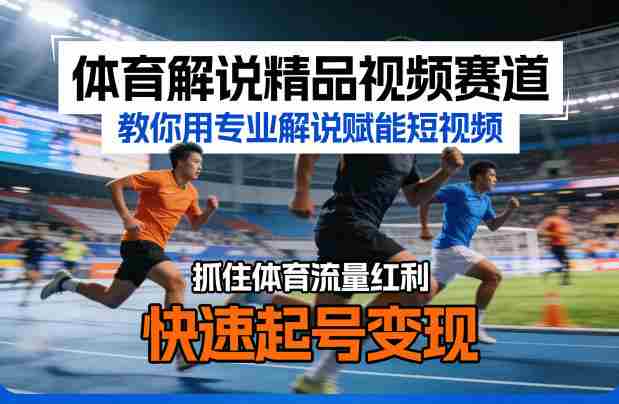 体育解说精品视频赛道，教你用专业解说赋能短视频，抓住体育流量红利，快速起号变现-有道网创
