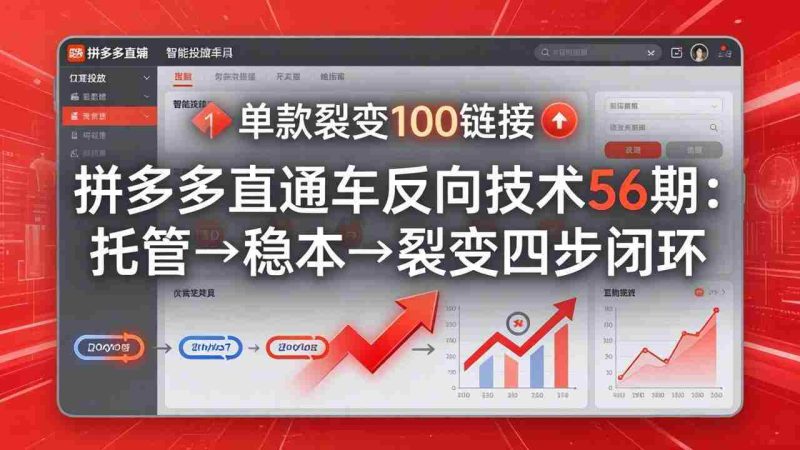 （17737期）拼多多直通车反向技术56期：托管→稳本→裂变四步闭环，单款裂变100链接抢占核心流量-有道网创
