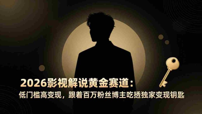 (17721期)2026影视解说黄金赛道:低门槛高变现,跟着百万粉丝博主吃透独家变现钥匙-有道网创